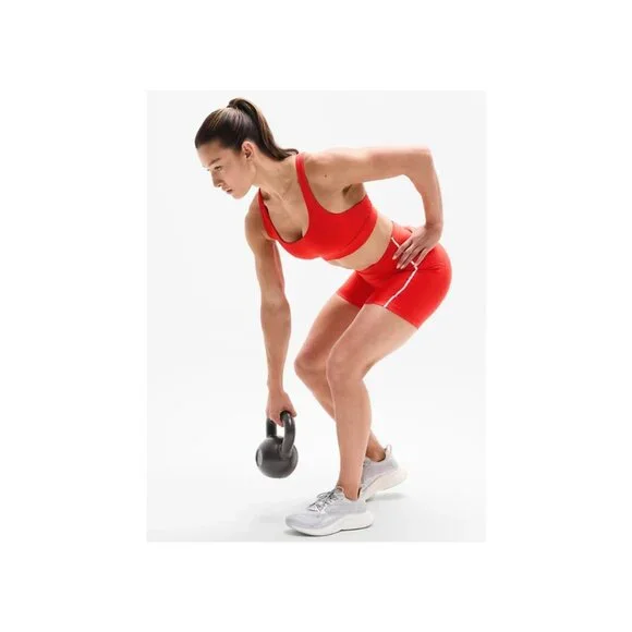 Athleta Interval Stash High Rise Tipped 5" Short Cardinal/Bright White Sz M - Picture 6 of 10